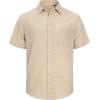 J.VER Men’s Linen Short Sleeve Shirts Cotton Casual Lightweight Button Down Shirt Beach Vacation Summer Tops with Pocket(Light Khaki)