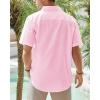J.VER Men’s Linen Short Sleeve Shirts Cotton Casual Lightweight Button Down Shirt Beach Vacation Summer Tops with Pocket(Light Pink)