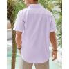 J.VER Men’s Linen Short Sleeve Shirts Cotton Casual Lightweight Button Down Shirt Beach Vacation Summer Tops with Pocket(Light Purple)