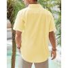 J.VER Men’s Linen Short Sleeve Shirts Cotton Casual Lightweight Button Down Shirt Beach Vacation Summer Tops with Pocket(Light Yellow)