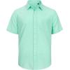 J.VER Men’s Linen Short Sleeve Shirts Cotton Casual Lightweight Button Down Shirt Beach Vacation Summer Tops with Pocket(Mint Green)