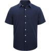J.VER Men’s Linen Short Sleeve Shirts Cotton Casual Lightweight Button Down Shirt Beach Vacation Summer Tops with Pocket(Navy Blue)