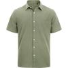 J.VER Men’s Linen Short Sleeve Shirts Cotton Casual Lightweight Button Down Shirt Beach Vacation Summer Tops with Pocket(Olive Green)