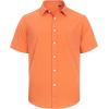 J.VER Men’s Linen Short Sleeve Shirts Cotton Casual Lightweight Button Down Shirt Beach Vacation Summer Tops with Pocket(Orange)