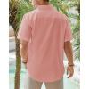J.VER Men’s Linen Short Sleeve Shirts Cotton Casual Lightweight Button Down Shirt Beach Vacation Summer Tops with Pocket(Peach)