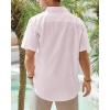 J.VER Men’s Linen Short Sleeve Shirts Cotton Casual Lightweight Button Down Shirt Beach Vacation Summer Tops with Pocket(Pink)
