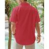 J.VER Men’s Linen Short Sleeve Shirts Cotton Casual Lightweight Button Down Shirt Beach Vacation Summer Tops with Pocket(Red)