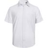 J.VER Men’s Linen Short Sleeve Shirts Cotton Casual Lightweight Button Down Shirt Beach Vacation Summer Tops with Pocket(White)