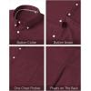 J.VER Men’s Oxford Shirt Solid Casual Button Down Collar Shirts Long Sleeve Dress Shirts with Pocket(Burgundy)