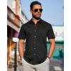 J.VER Mens Short Sleeve Button Down Shirt Stretch Business Casual Dress Shirts Solid Summer Wedding Prom Tops(Black)