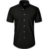 J.VER Mens Short Sleeve Button Down Shirt Stretch Business Casual Dress Shirts Solid Summer Wedding Prom Tops(Black)