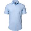 J.VER Mens Short Sleeve Button Down Shirt Stretch Business Casual Dress Shirts Solid Summer Wedding Prom Tops(Blue)