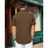 J.VER Mens Short Sleeve Button Down Shirt Stretch Business Casual Dress Shirts Solid Summer Wedding Prom Tops(Brown)