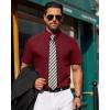 J.VER Mens Short Sleeve Button Down Shirt Stretch Business Casual Dress Shirts Solid Summer Wedding Prom Tops(Burgundy)