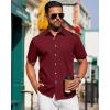 J.VER Mens Short Sleeve Button Down Shirt Stretch Business Casual Dress Shirts Solid Summer Wedding Prom Tops(Burgundy)
