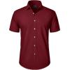 J.VER Mens Short Sleeve Button Down Shirt Stretch Business Casual Dress Shirts Solid Summer Wedding Prom Tops(Burgundy)