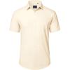 J.VER Mens Short Sleeve Button Down Shirt Stretch Business Casual Dress Shirts Solid Summer Wedding Prom Tops(Cream Ivory)