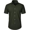 J.VER Mens Short Sleeve Button Down Shirt Stretch Business Casual Dress Shirts Solid Summer Wedding Prom Tops(Dark Green)