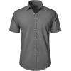 J.VER Mens Short Sleeve Button Down Shirt Stretch Business Casual Dress Shirts Solid Summer Wedding Prom Tops(Dark Grey)