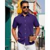 J.VER Mens Short Sleeve Button Down Shirt Stretch Business Casual Dress Shirts Solid Summer Wedding Prom Tops(Dark Purple)