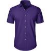 J.VER Mens Short Sleeve Button Down Shirt Stretch Business Casual Dress Shirts Solid Summer Wedding Prom Tops(Dark Purple)