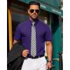 J.VER Mens Short Sleeve Button Down Shirt Stretch Business Casual Dress Shirts Solid Summer Wedding Prom Tops(Dark Purple)