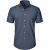 J.VER Mens Short Sleeve Button Down Shirt Stretch Business Casual Dress Shirts Solid Summer Wedding Prom Tops(Grayish Blue)