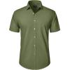 J.VER Mens Short Sleeve Button Down Shirt Stretch Business Casual Dress Shirts Solid Summer Wedding Prom Tops(Green)