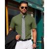 J.VER Mens Short Sleeve Button Down Shirt Stretch Business Casual Dress Shirts Solid Summer Wedding Prom Tops(Green)