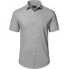 J.VER Mens Short Sleeve Button Down Shirt Stretch Business Casual Dress Shirts Solid Summer Wedding Prom Tops(Light Grey)