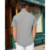 J.VER Mens Short Sleeve Button Down Shirt Stretch Business Casual Dress Shirts Solid Summer Wedding Prom Tops(Light Grey)