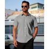 J.VER Mens Short Sleeve Button Down Shirt Stretch Business Casual Dress Shirts Solid Summer Wedding Prom Tops(Light Grey)