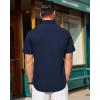 J.VER Mens Short Sleeve Button Down Shirt Stretch Business Casual Dress Shirts Solid Summer Wedding Prom Tops(Navy Blue)