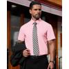 J.VER Mens Short Sleeve Button Down Shirt Stretch Business Casual Dress Shirts Solid Summer Wedding Prom Tops(Pink)