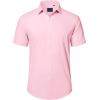 J.VER Mens Short Sleeve Button Down Shirt Stretch Business Casual Dress Shirts Solid Summer Wedding Prom Tops(Pink)