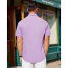 J.VER Mens Short Sleeve Button Down Shirt Stretch Business Casual Dress Shirts Solid Summer Wedding Prom Tops(Purple)
