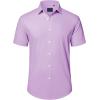 J.VER Mens Short Sleeve Button Down Shirt Stretch Business Casual Dress Shirts Solid Summer Wedding Prom Tops(Purple)