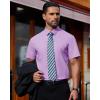 J.VER Mens Short Sleeve Button Down Shirt Stretch Business Casual Dress Shirts Solid Summer Wedding Prom Tops(Purple)