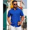 J.VER Mens Short Sleeve Button Down Shirt Stretch Business Casual Dress Shirts Solid Summer Wedding Prom Tops(Royal Blue)