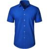 J.VER Mens Short Sleeve Button Down Shirt Stretch Business Casual Dress Shirts Solid Summer Wedding Prom Tops(Royal Blue)