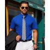 J.VER Mens Short Sleeve Button Down Shirt Stretch Business Casual Dress Shirts Solid Summer Wedding Prom Tops(Royal Blue)