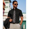 J.VER Mens Short Sleeve Button Down Shirt Stretch Business Casual Dress Shirts Solid Summer Wedding Prom Tops(Solid Black)