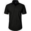 J.VER Mens Short Sleeve Button Down Shirt Stretch Business Casual Dress Shirts Solid Summer Wedding Prom Tops(Solid Black)