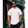 J.VER Mens Short Sleeve Button Down Shirt Stretch Business Casual Dress Shirts Solid Summer Wedding Prom Tops(White)