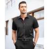 J.VER Men’s Short Sleeve Dress Shirts Stretch Wrinkle Free Casual Button Down Shirts with Pocket for Business Wedding(Black Red)