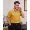 J.VER Men’s Short Sleeve Dress Shirts Stretch Wrinkle Free Casual Button Down Shirts with Pocket for Business Wedding(Yellow)
