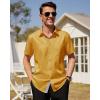 J.VER Men’s Short Sleeve Dress Shirts Stretch Wrinkle Free Casual Button Down Shirts with Pocket for Business Wedding(Yellow)
