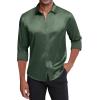 J.VER Men’s Silk Satin Long Sleeve Dress Shirts Shiny Casual Button Down Shirt Luxury Party Prom Shirts(Army Green)