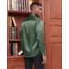 J.VER Men’s Silk Satin Long Sleeve Dress Shirts Shiny Casual Button Down Shirt Luxury Party Prom Shirts(Army Green)