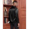 J.VER Men’s Silk Satin Long Sleeve Dress Shirts Shiny Casual Button Down Shirt Luxury Party Prom Shirts(Black)